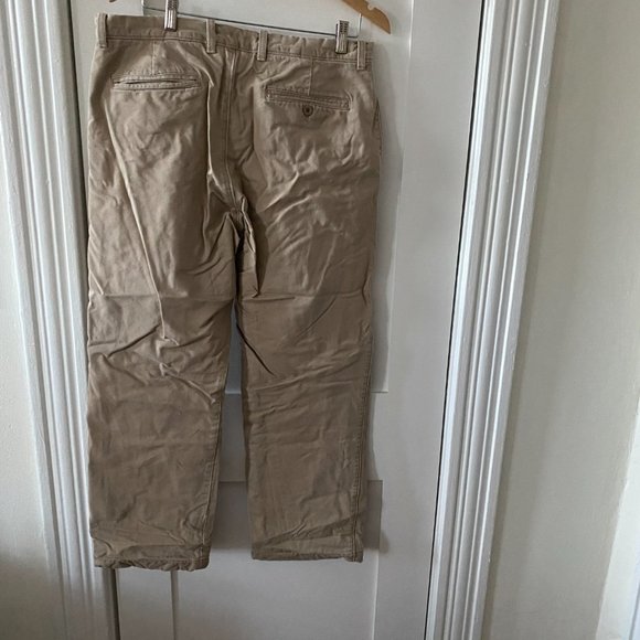 J.Crew Flannel Lined Broken In Men’s Tan Pants Cotton Regular Fit 34W 30L - Picture 2 of 13